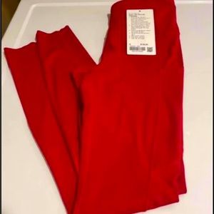 Red Lululemon leggings size 6 rarely worn